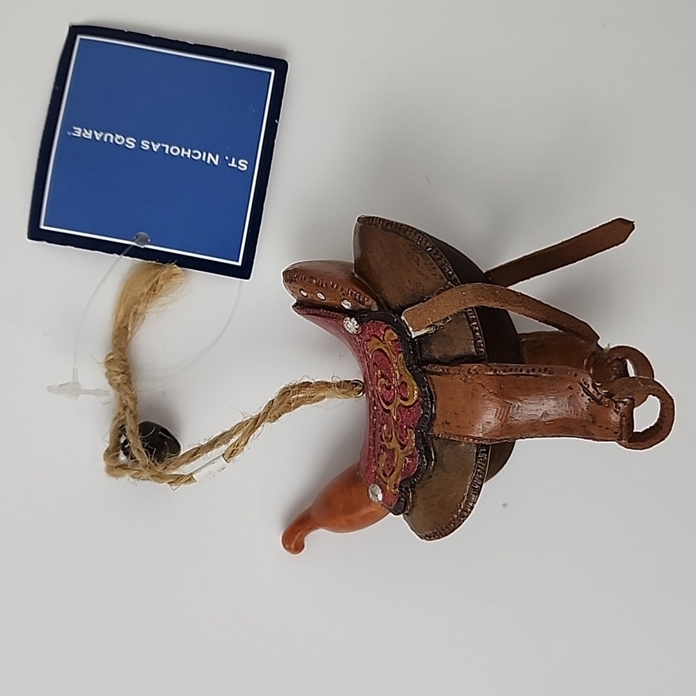 St Nicholas Square Western Horse Saddle Ornament Brown